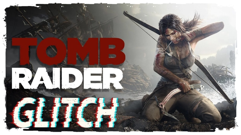 Tomb Raider Glitch with Lara Croft Heal;ing herself with a bandage