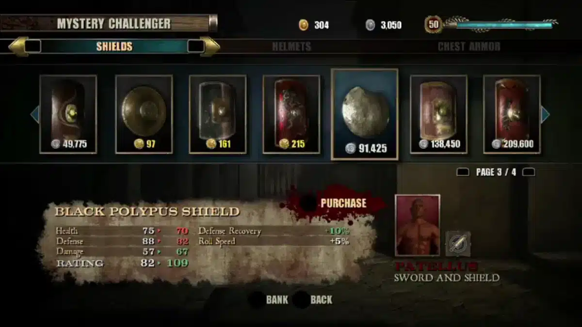 Spartacus Legends silver and gold items.