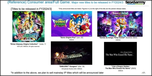 Sega 12 new games fiscal 23-24