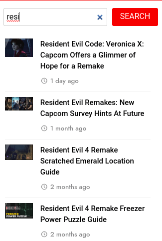 Smart Search Resident Evil Example