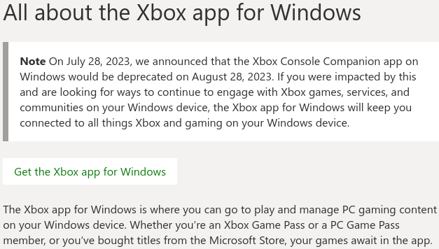 Xbox Companion App Discontinued