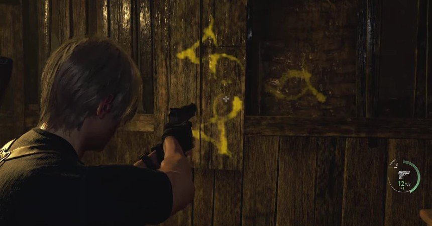 Resident Evil 4 remake Small Cave Shrine dial puzzle mural location 3