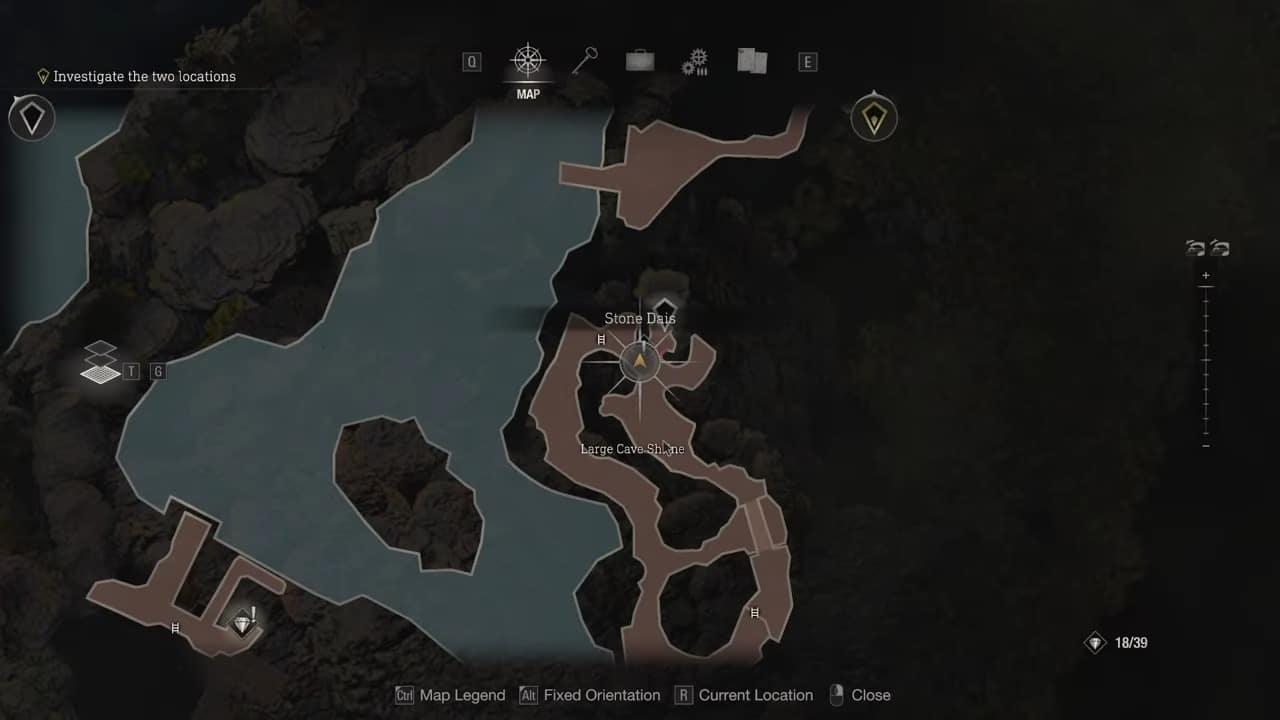 Resident Evil 4 remake large cave shrine puzzle map