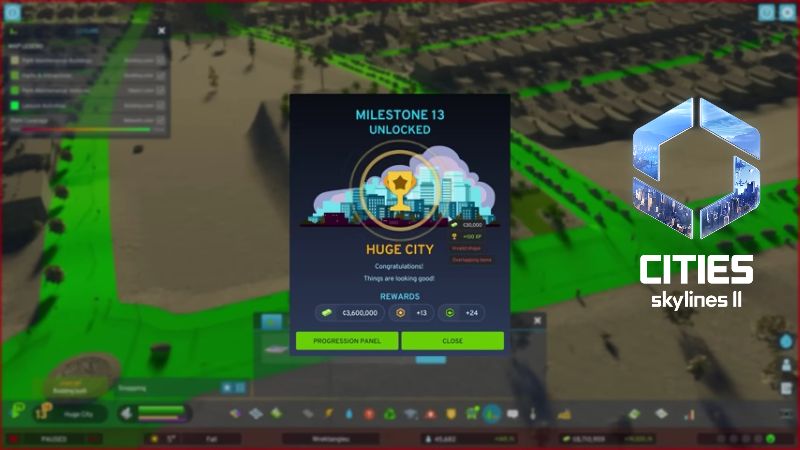 Cities Skylines 2 Milestone Unlocked Screen