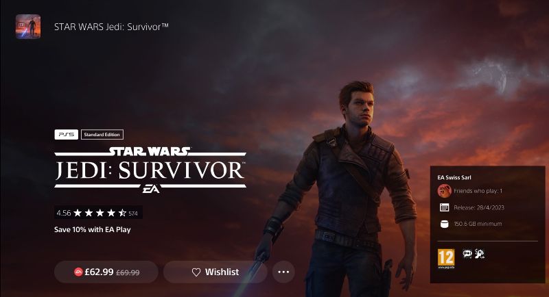 Jedi Survivor PlayStation Rating PS Store
