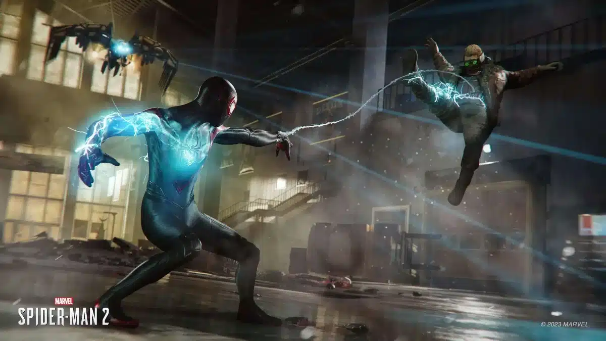 Miles Morales using his bioelectric Venom powers in Marvel’s Spider-Man 2