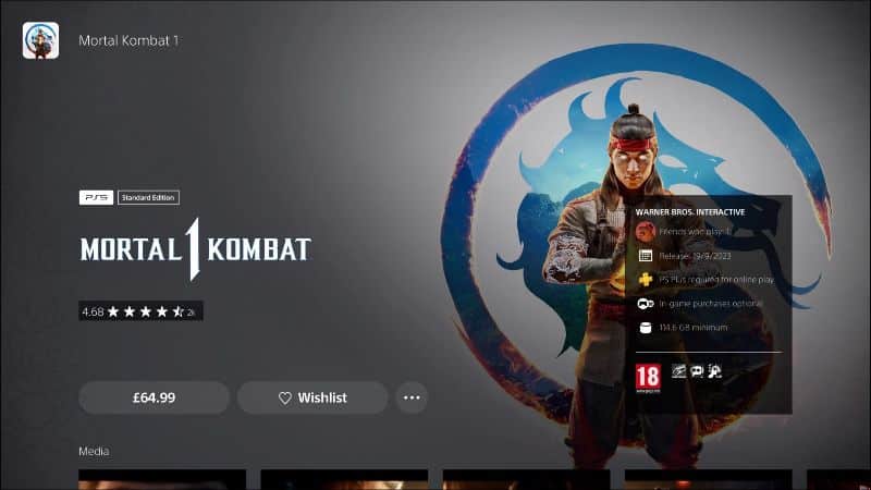 Mortal Kombat 1 PlayStation Rating PS Store