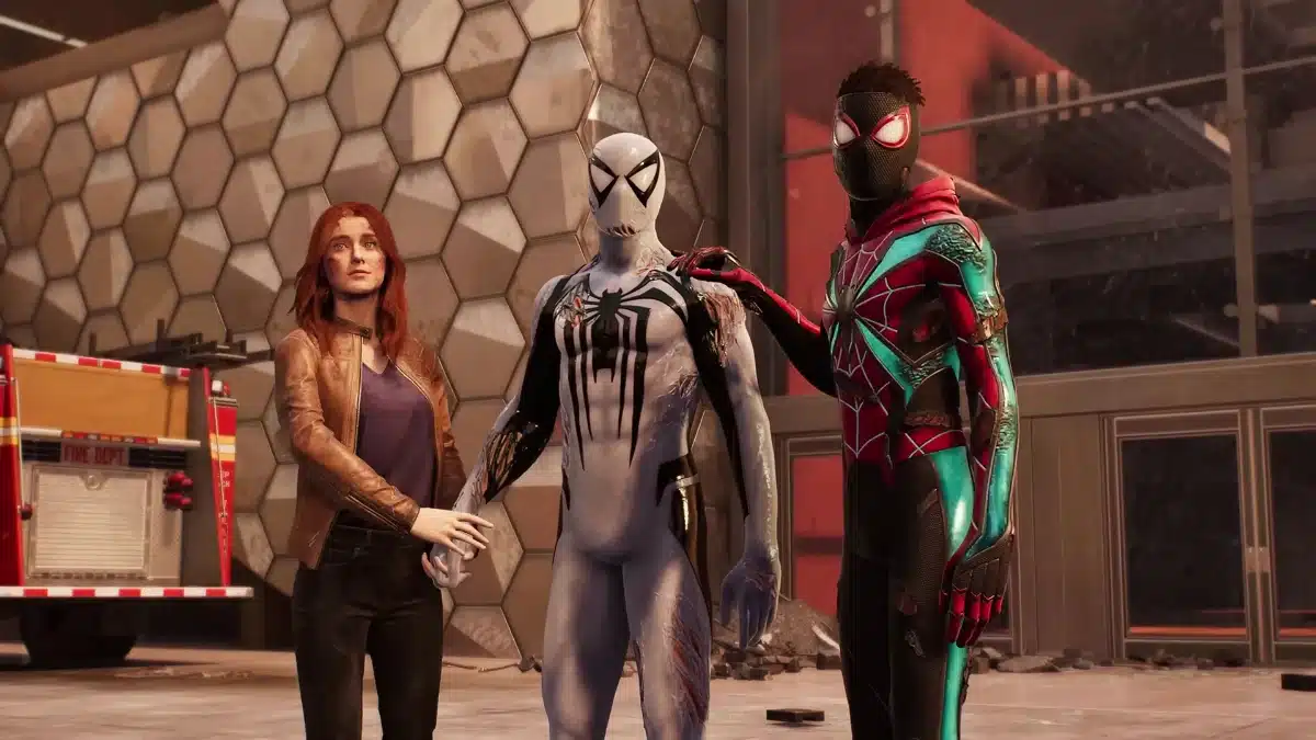 Marvel's Spider-Man 2 Peter, Miles and MJ together.