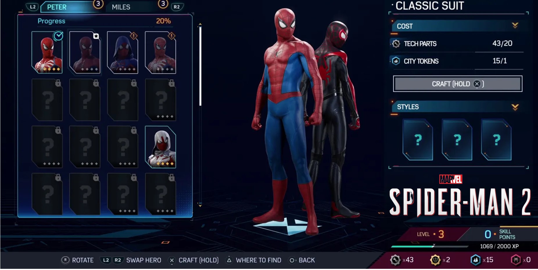 You Have to Craft Suits In Spider-Man 2