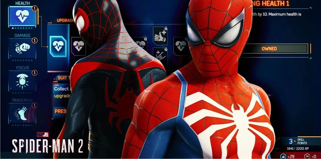 Suit Tech upgrade menu in Marvel's Spider-Man 2
