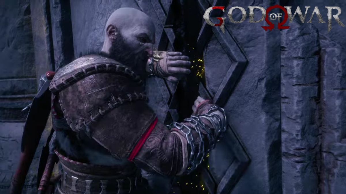 God of War Ragnarök Valhalla - Kratos Opening a Stone Door