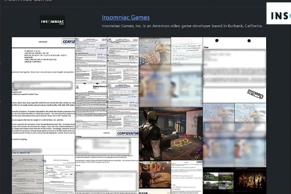 Insomniac Games Hack screenshot of hackers laptop