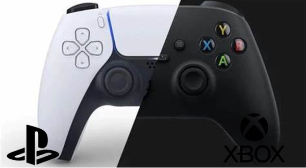 PlayStation 5 controller mixed with an X Box controller