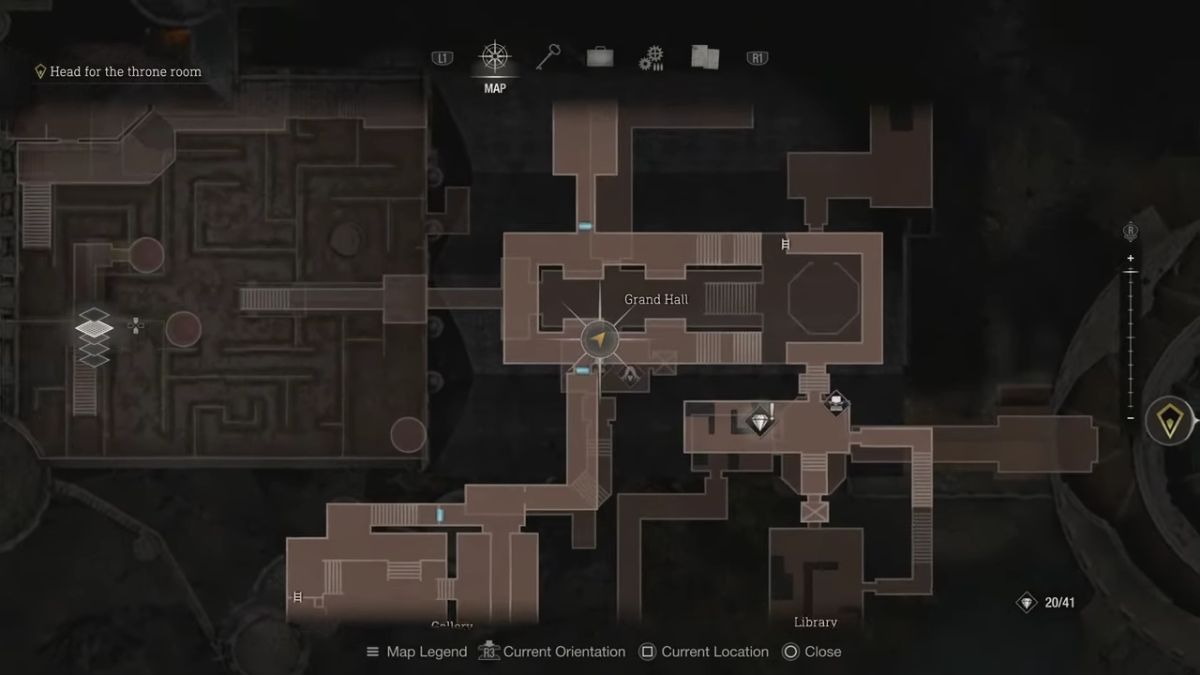 Resident Evil 4 Remake Grand Hall Blue Medallions Map