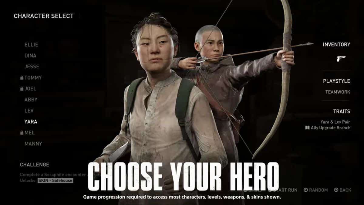 The Last of Us Part II Remastered Character Selection Menu