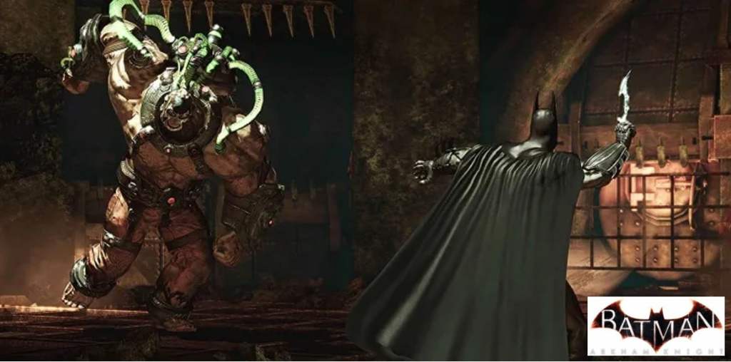 Batman Fighting a jacked up Bane.