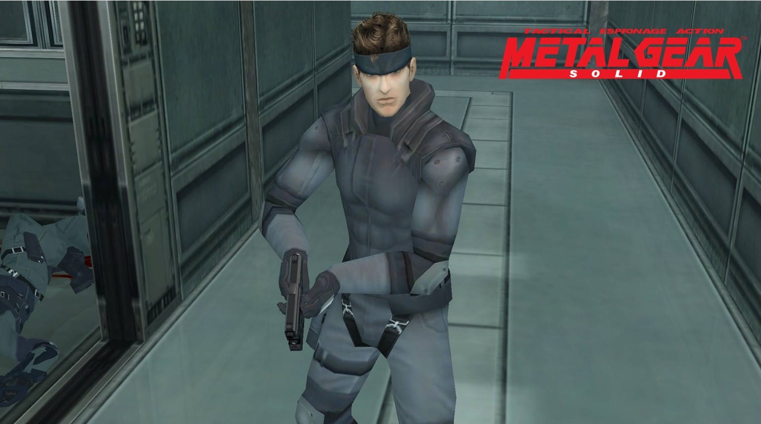 Snake Moves down a corridor in Metal Gear Solid