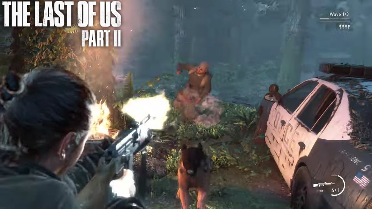 The Last of Us Part II Remastered No Return Mode Gameplay - Shooting enemy in the woods