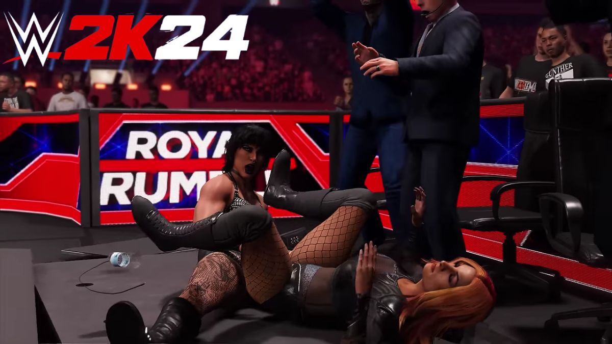 WWE 2K24 Powerbomb through a table