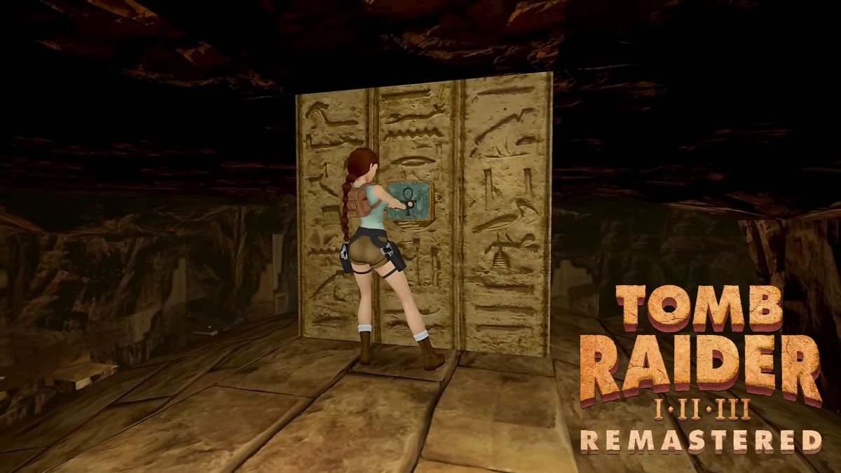Lara Croft solving a puzzle in Tomb Raider I-III Remastered