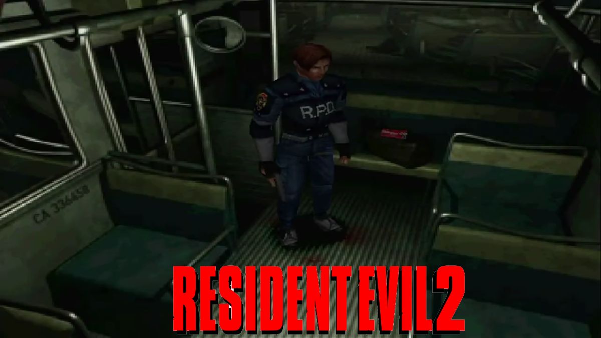 Resident Evil 2 Leon on a bus in the streets