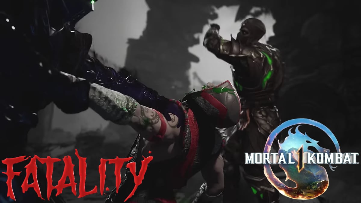 Noob Saibot and his Shadow double teaming their opponent for the 2nd fatality