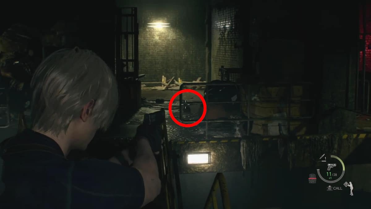 Resident Evil 4 Remake - Even More Pest Control Rat 1 circled with Leon Aiming down sights