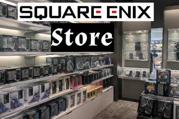 A room in the Square Enix store in Japan filled with gaming collectibles