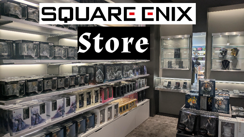 A room in the Square Enix store in Japan filled with gaming collectibles