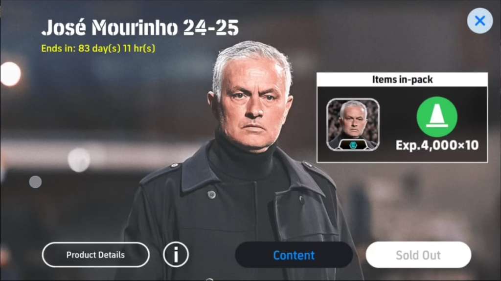 eFootball 2025: Jose Mourinho 24-25 Manager Pack Now Available 4 The José Mourinho manager pack main menu in eFootball