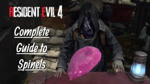 The Resident Evil 4 Remake Merchant with a giant pink Spinel