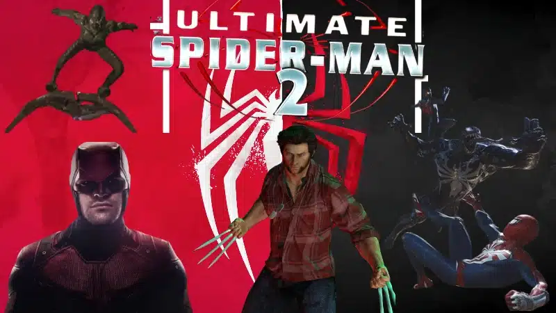 Ultimate Spider-Man 2 banner with Green Goblin, Wolverine, Daredevil, Spider-Man and Venom