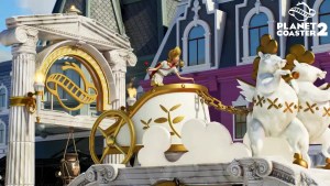 A parade in Planet Coaster 2.