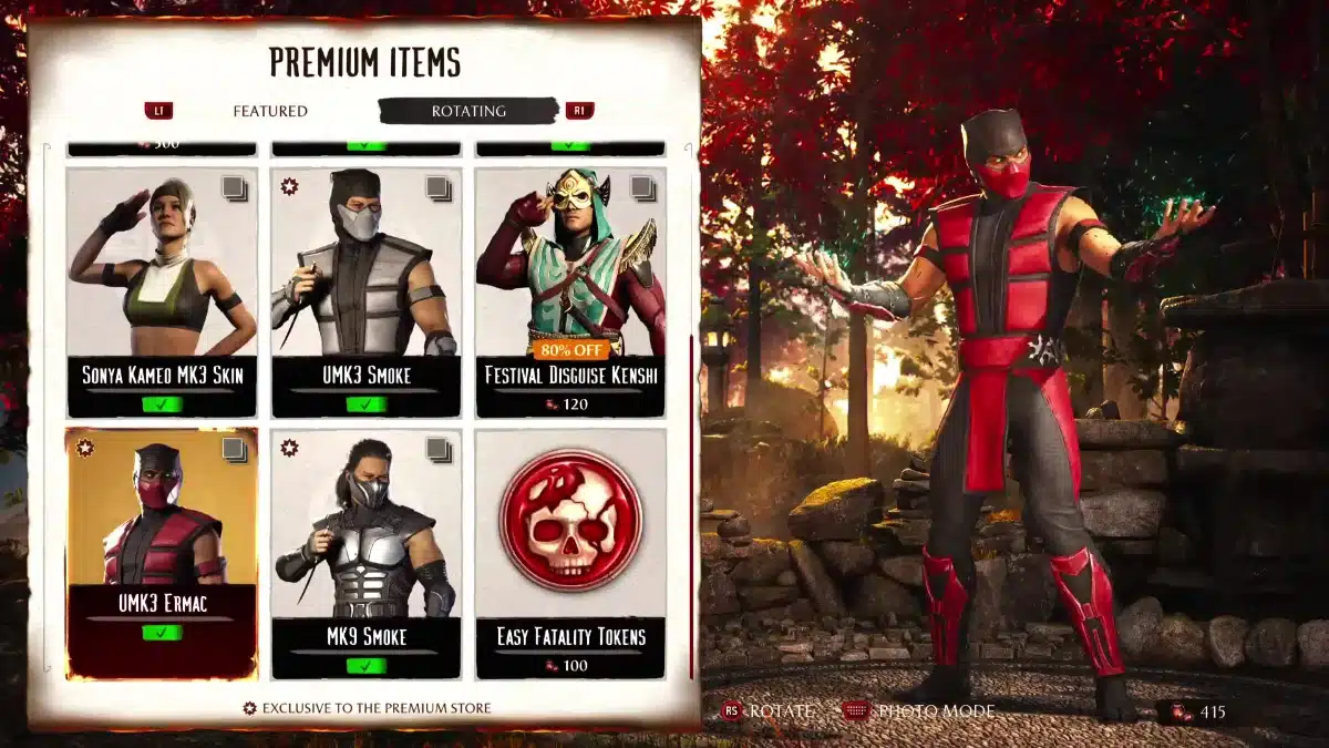MK1 Premium Store rotating items.