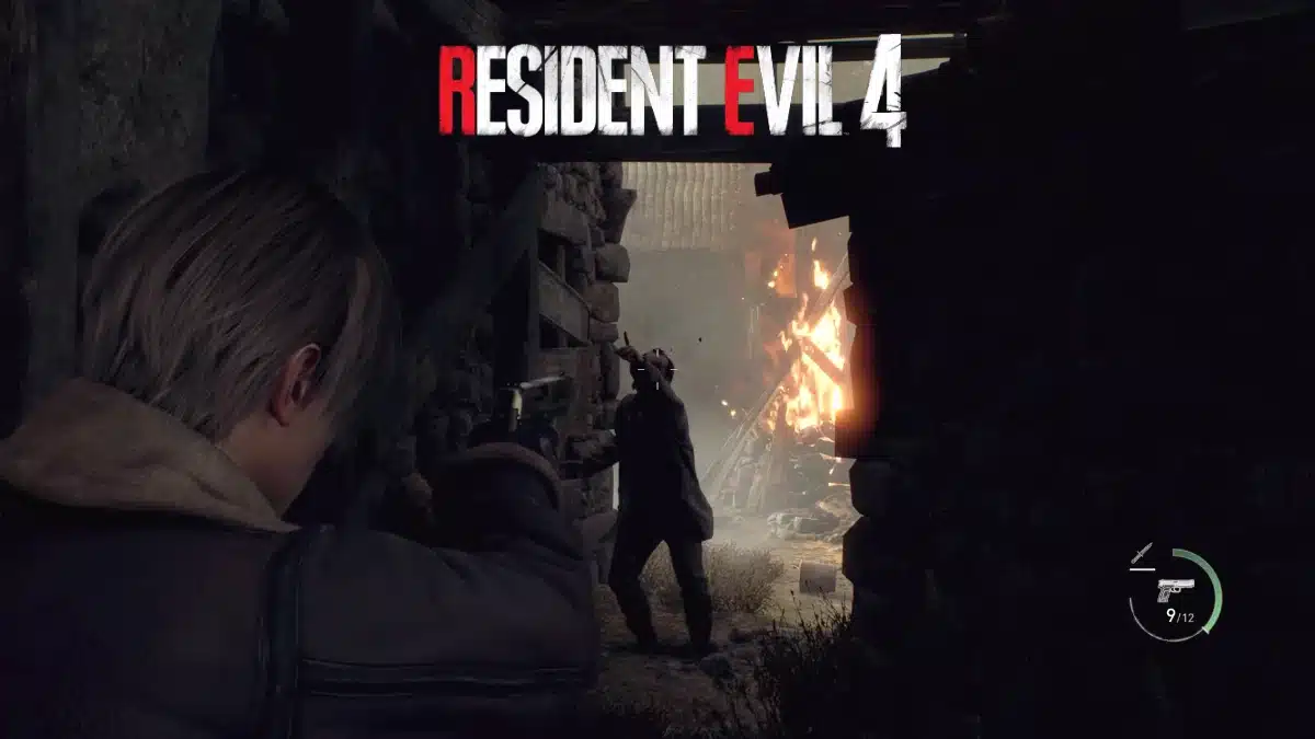 Top 10 Most Iconic Resident Evil Locations of All Time 9 Leon S. Kennedy aiming his gun in the Resident Evil 4 Remake Spanish Village.