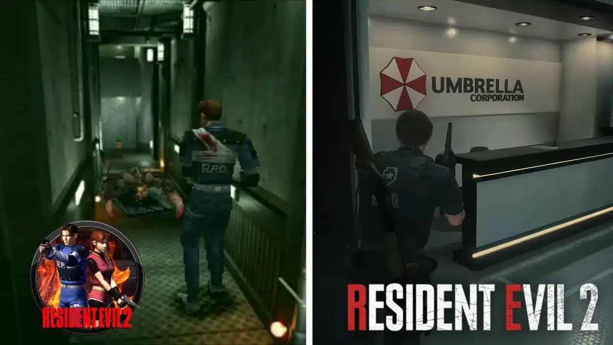 Top 10 Most Iconic Resident Evil Locations of All Time 4 Umbrella Laboratory (Resident Evil 2-RE2 Remake) side-by-side.