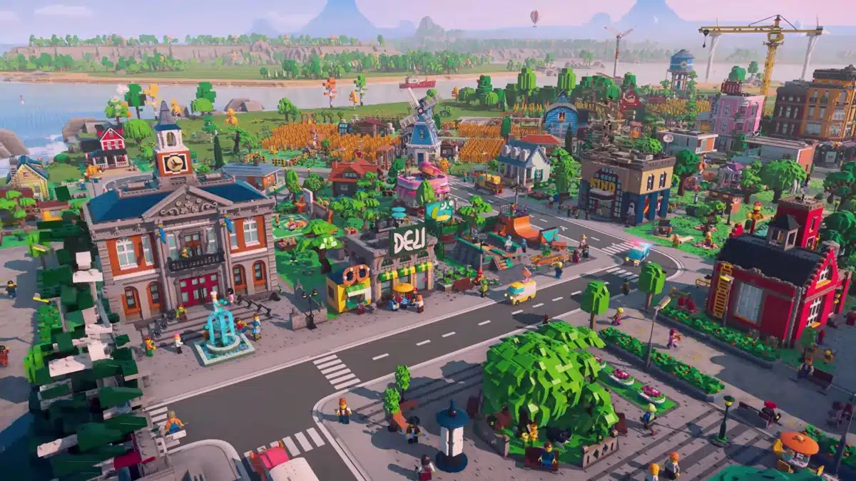 A birds-eye view of a LEGO Skylines Neighbourhood