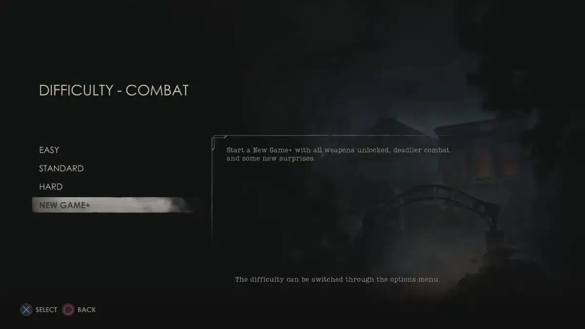 Alone in the Dark New Game Plus Menu Select.