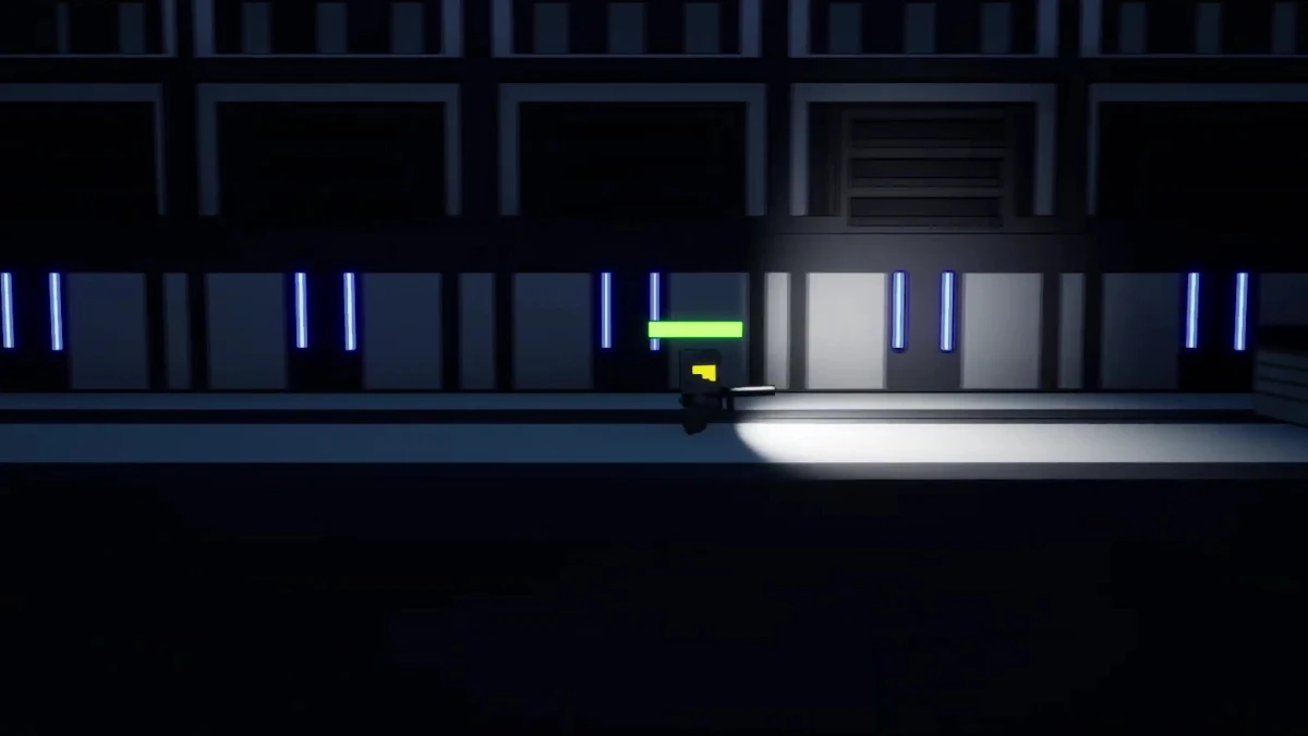 Using a flashlight in Cube Crusaders during the underground 2.5D campaign.