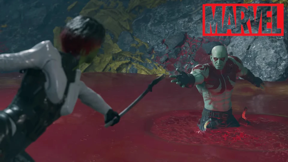 Drax reaching out during Marvel’s Guardians of the Galaxy: Encore Edition gameplay