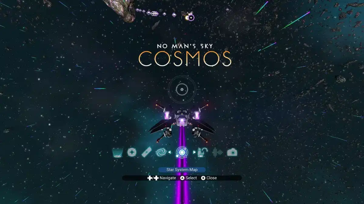 No Mans Sky Cosmos Star System Map Quick Menu in space