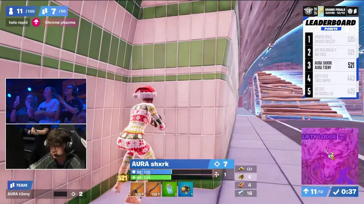 Shxrk playing solo during the final game of the Fortnite FNCS Global Championship 2026.