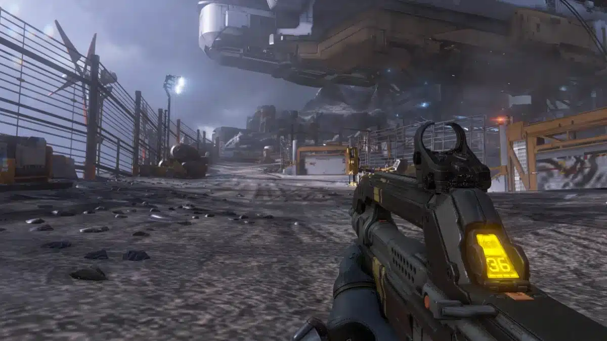 Halo 5 Reforged PC development build showing campaign gameplay in Mining Town